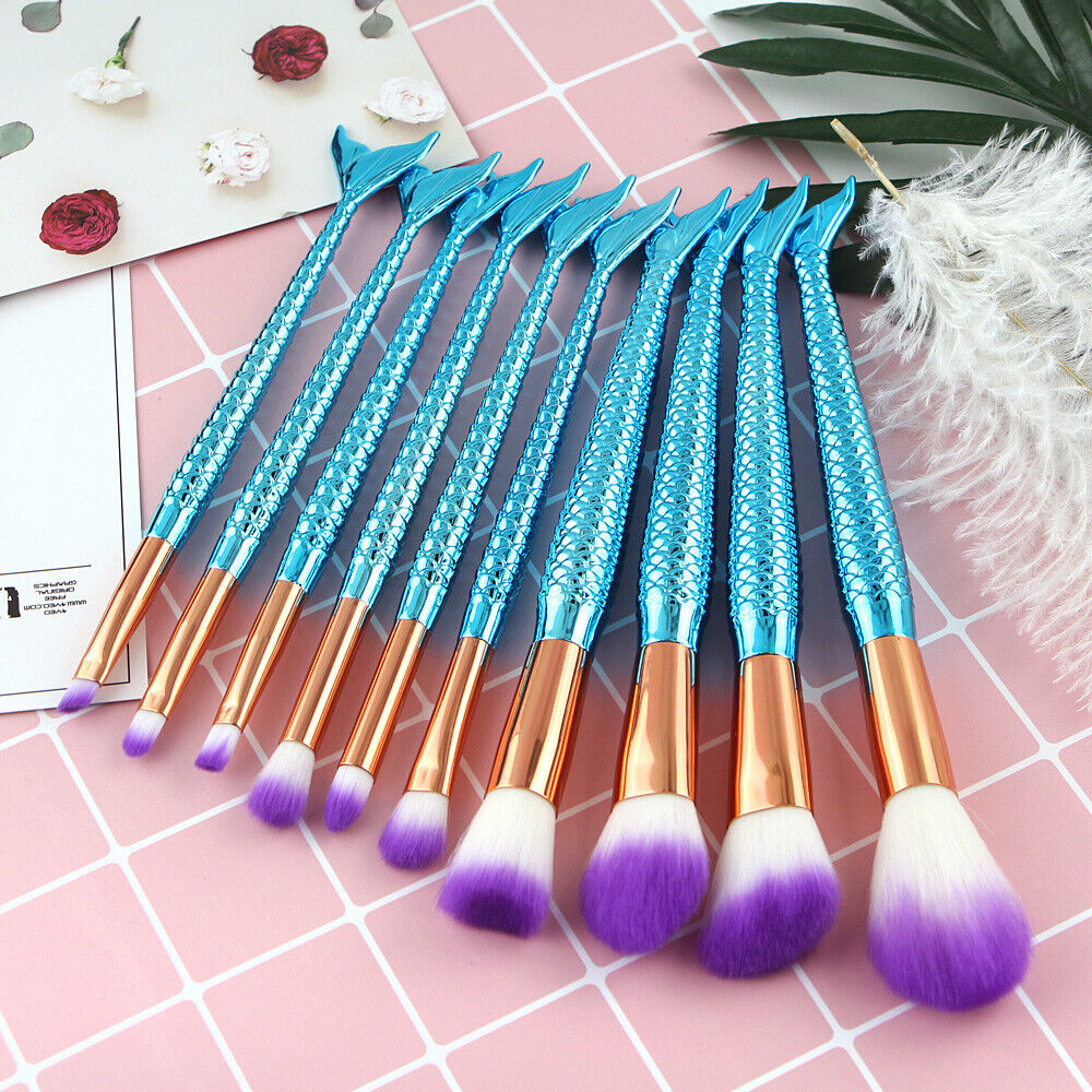 10Pcs Mermaid Makeup Brushes