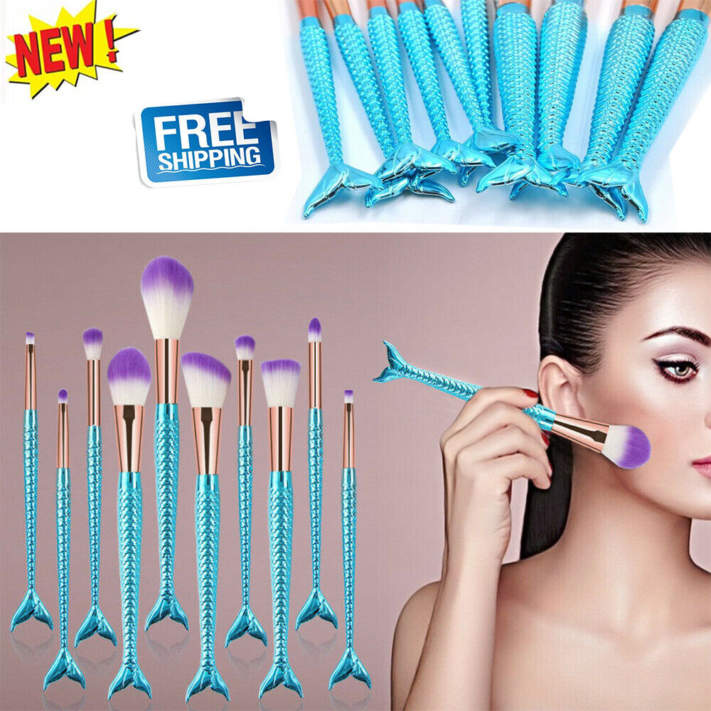 10Pcs Mermaid Makeup Brushes