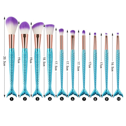 10Pcs Mermaid Makeup Brushes