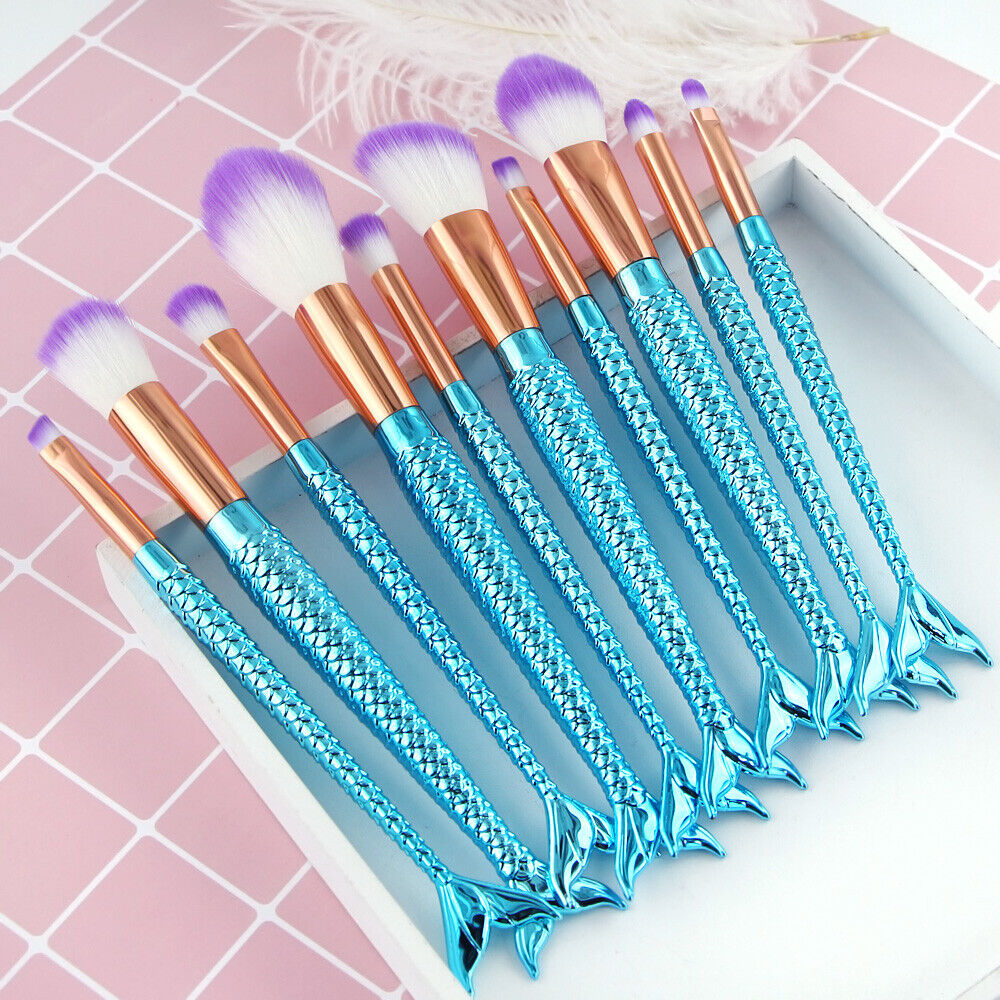 10Pcs Mermaid Makeup Brushes