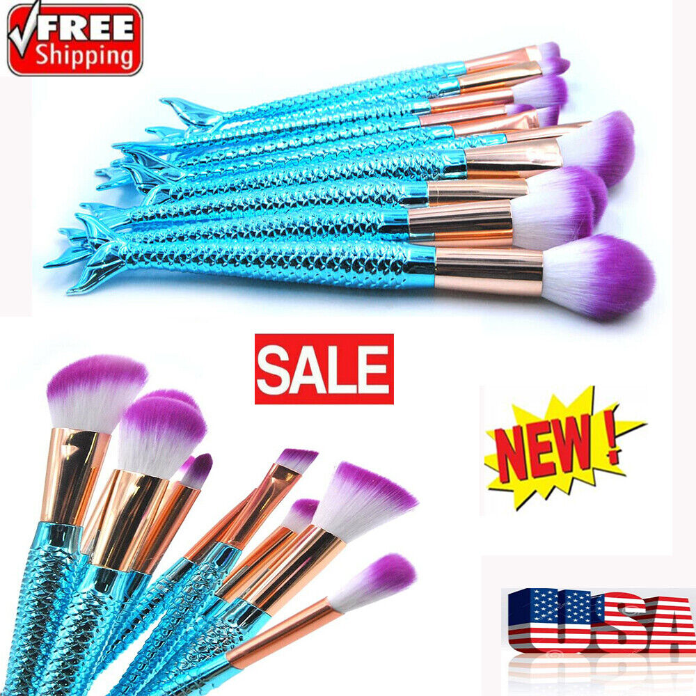 10Pcs Mermaid Makeup Brushes