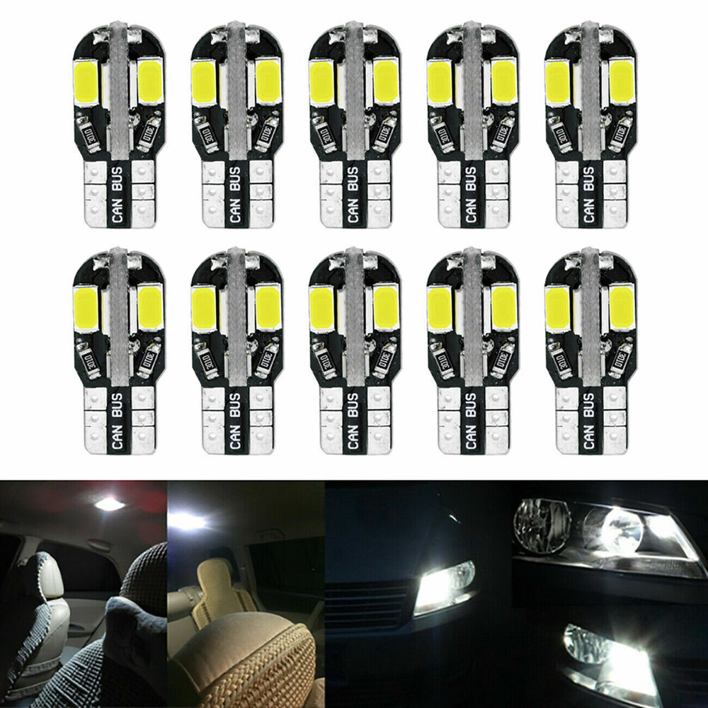 10pcs LED T10 194 168 W5W Canbus White Dome License