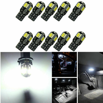 10pcs LED T10 194 168 W5W Canbus White Dome License