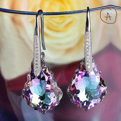 Silver & Aurora Borealis Made with Elements Crystal Earrings-style 2