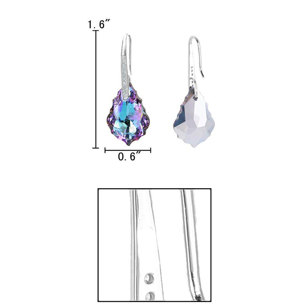 Silver & Aurora Borealis Made with Elements Crystal Earrings-style 2