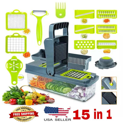 15-In-1 Vegetable Fruit Chopper Cutter