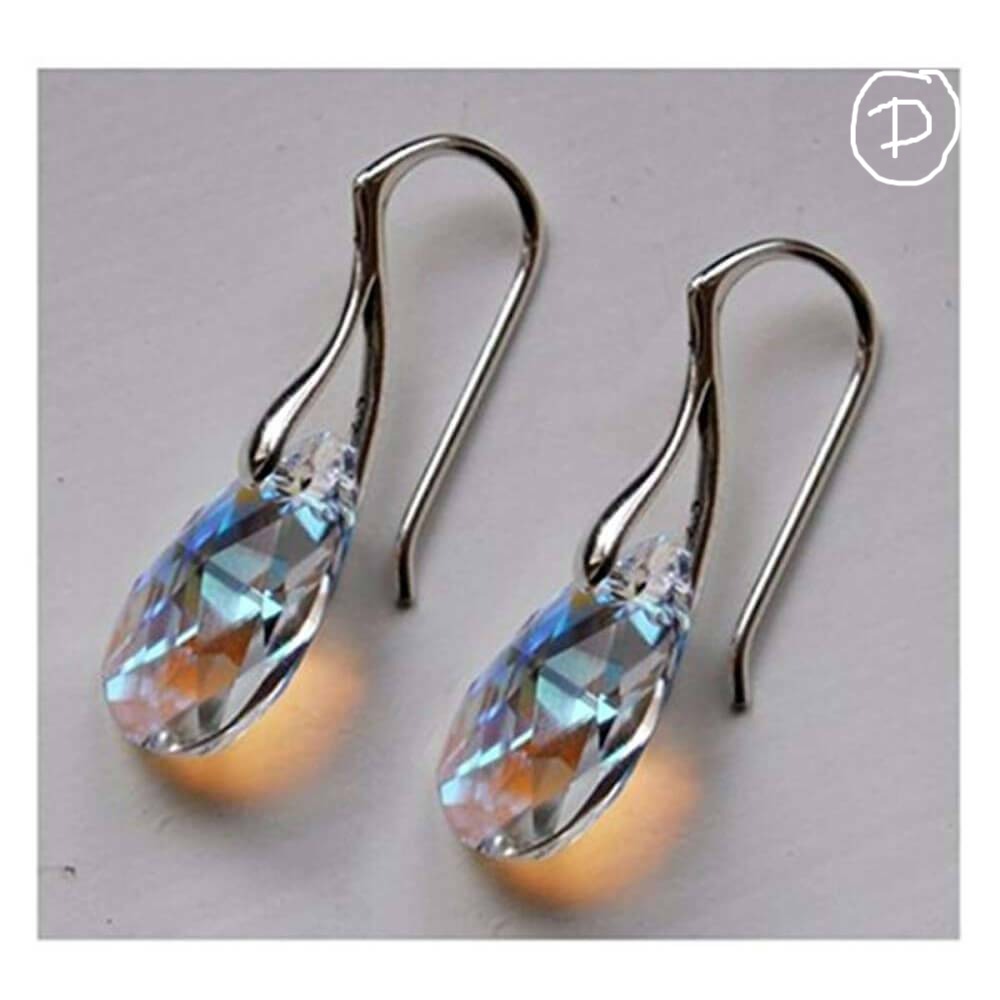 Silver & Aurora Borealis Made with Elements Crystal Earrings-style 2