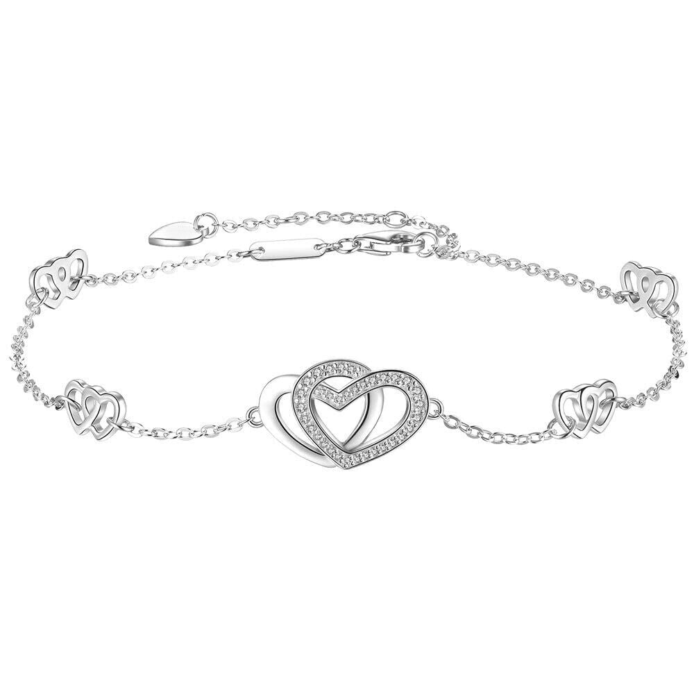 18k White Gold Plated Charm Bracelet