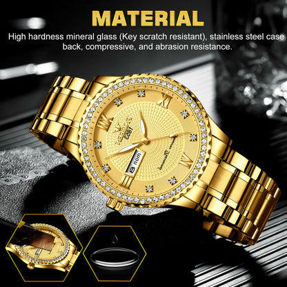 Waterproof Gold Men's Watch