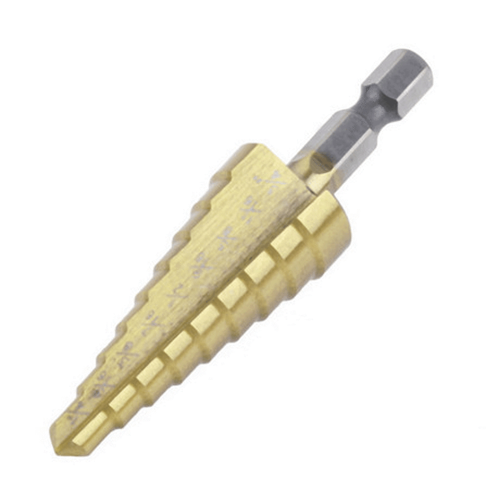 3Pcs Drill Bit Set Titanium Nitride Coated Steel Step Quick Change 1/4 Shank HSS