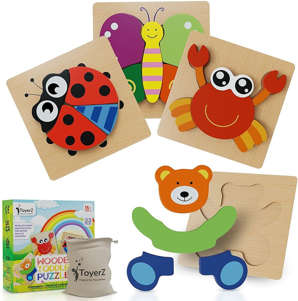 4 Sets Wooden Jigsaw Puzzle For Toddlers Kids