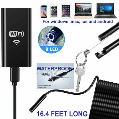 5M 8LED WiFi Borescope Endoscope Snake