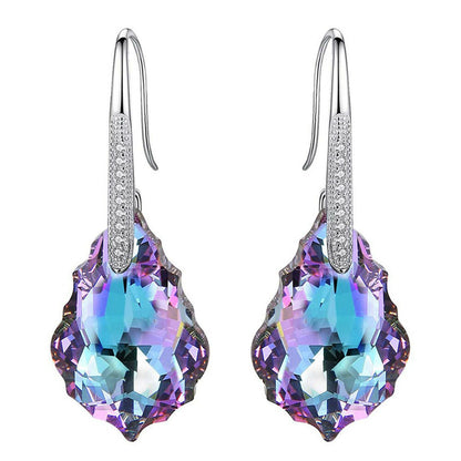 Silver & Aurora Borealis Made with Elements Crystal Earrings-style 2