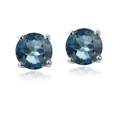 925 Silver 1 1/6ct Blue Topaz Stud Earrings