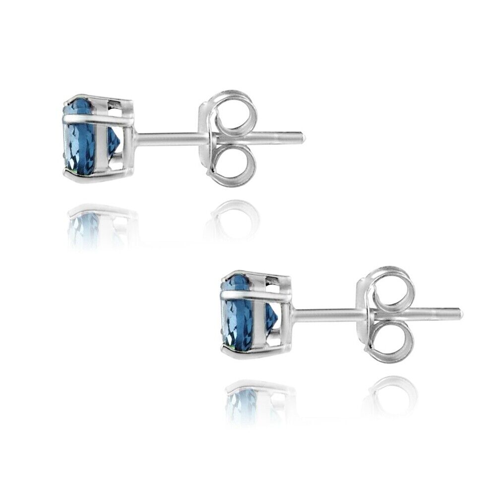 925 Silver 1 1/6ct Blue Topaz Stud Earrings