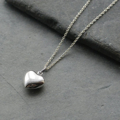 Silver Puffed Pendant Necklace