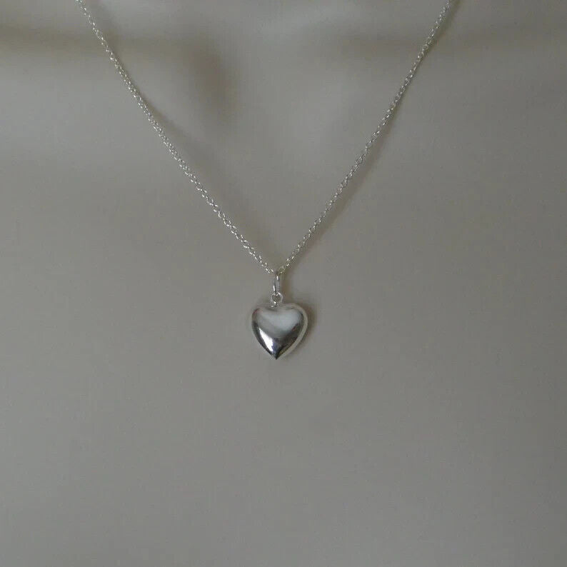 Silver Puffed Pendant Necklace