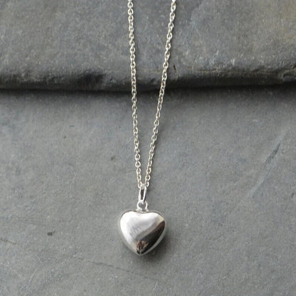 Silver Puffed Pendant Necklace