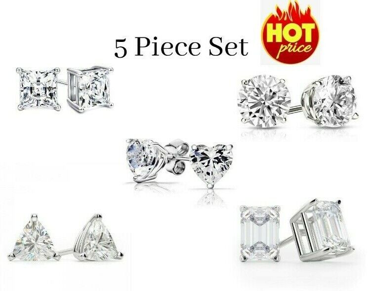 925 Sterling Silver CZ Stud Earrings