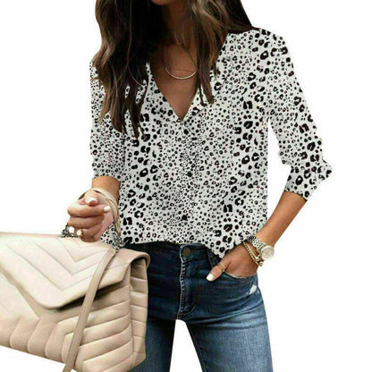 Women's  Long Sleeve Lapel Button Blouse Shirt