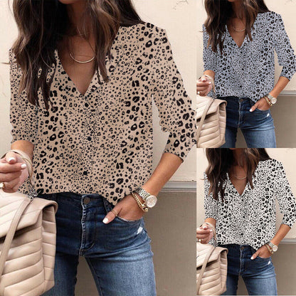 Women's  Long Sleeve Lapel Button Blouse Shirt