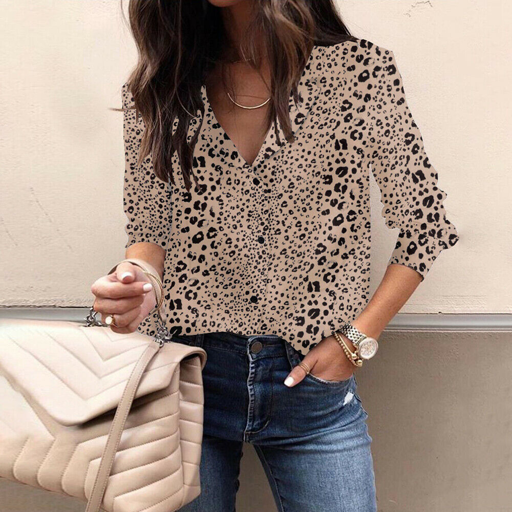 Women's  Long Sleeve Lapel Button Blouse Shirt