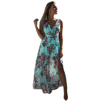 Women Summer Floral Long Maxi Dress