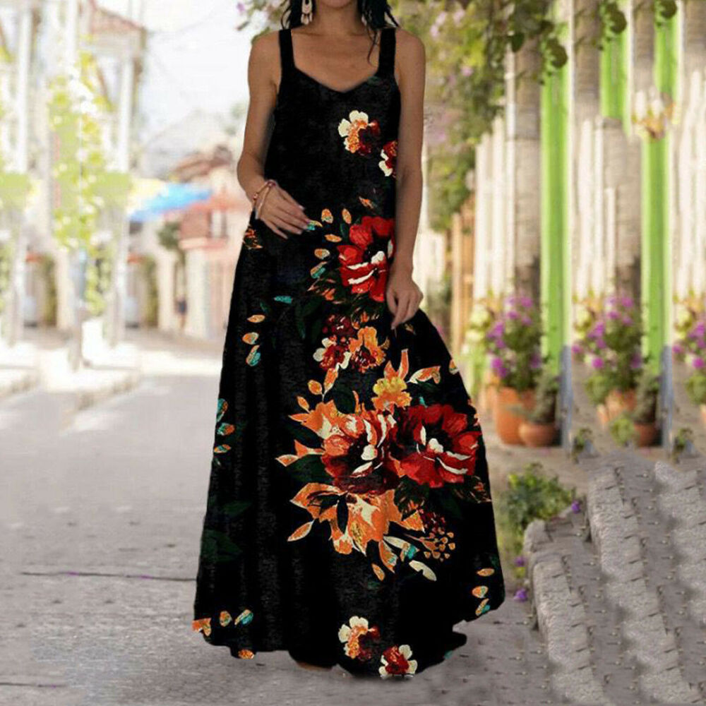 Casual Printed Boho Long Beach Dress