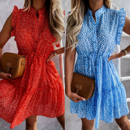 Summer Boho Print Sleeveless Mini Dress