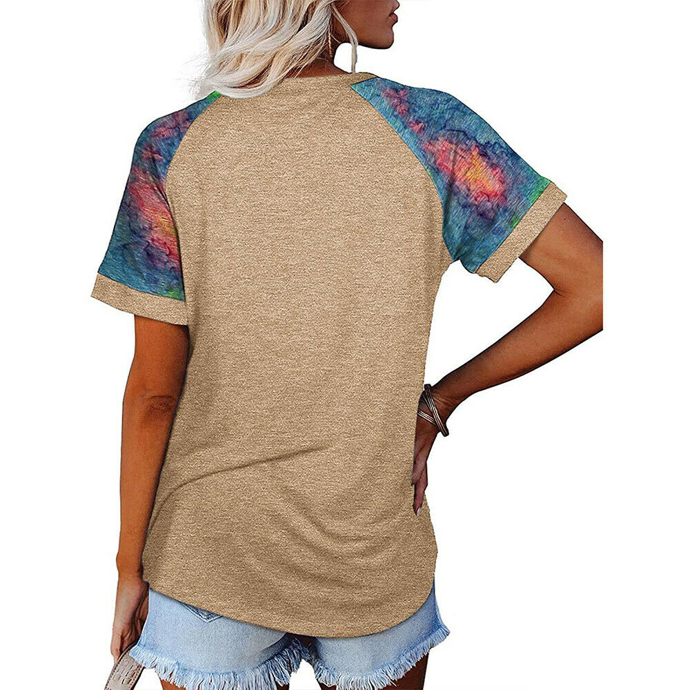 Women Casual Loose Camo Patchwork T-Shirt