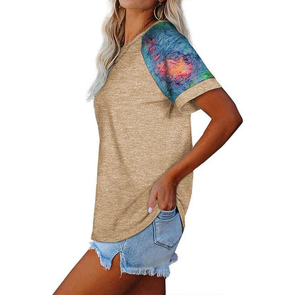 Women Casual Loose Camo Patchwork T-Shirt