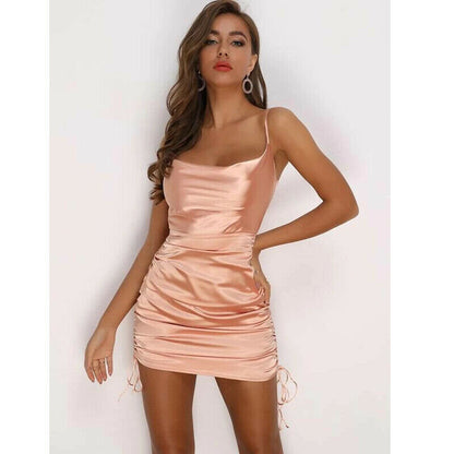 Women's Casual Mini Silk Cami Bodycon Dress