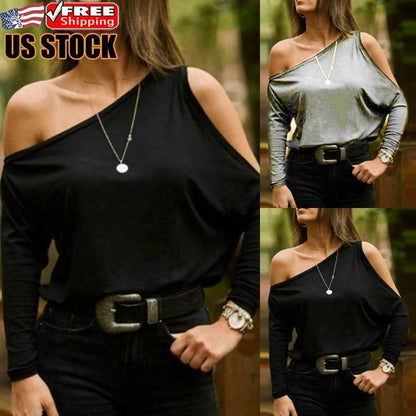 Casual Plain Long Sleeve Blouse Tops