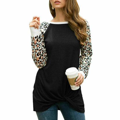 Women's Leopard Casual Long Sleeve Tops