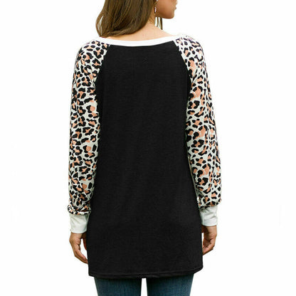 Women's Leopard Casual Long Sleeve Tops