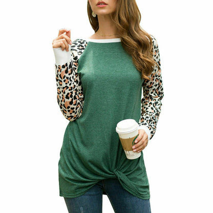 Women's Leopard Casual Long Sleeve Tops