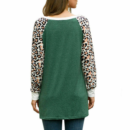 Women's Leopard Casual Long Sleeve Tops