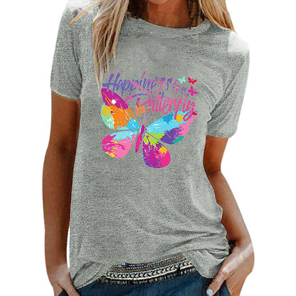 Women's Printed Summer Round Neck T Shirt