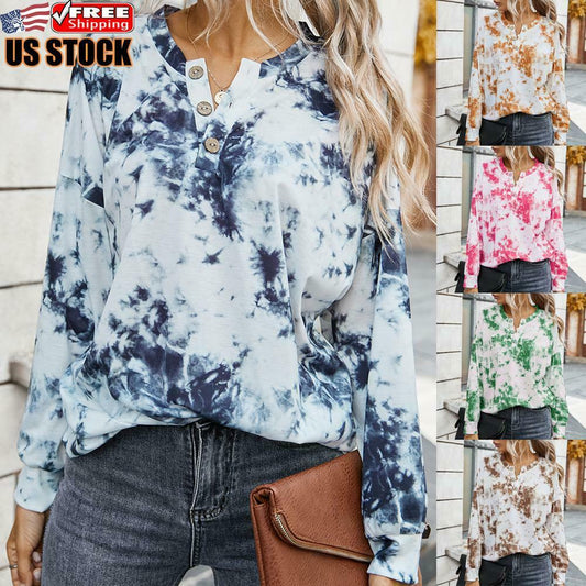 Women's Tie Dye Long Sleeve Pullover Shirt