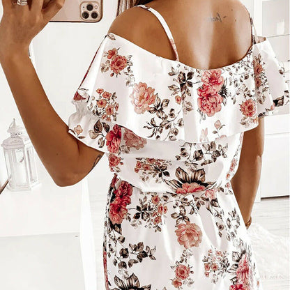 Cold Shoulder Floral Boho Mini Dress