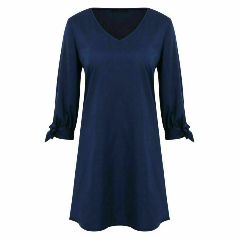 Women's Solid Long Sleeve Shirt Dress