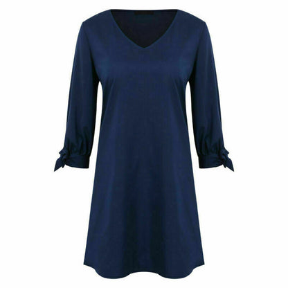 Women's Solid Long Sleeve Shirt Dress