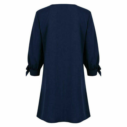 Women's Solid Long Sleeve Shirt Dress