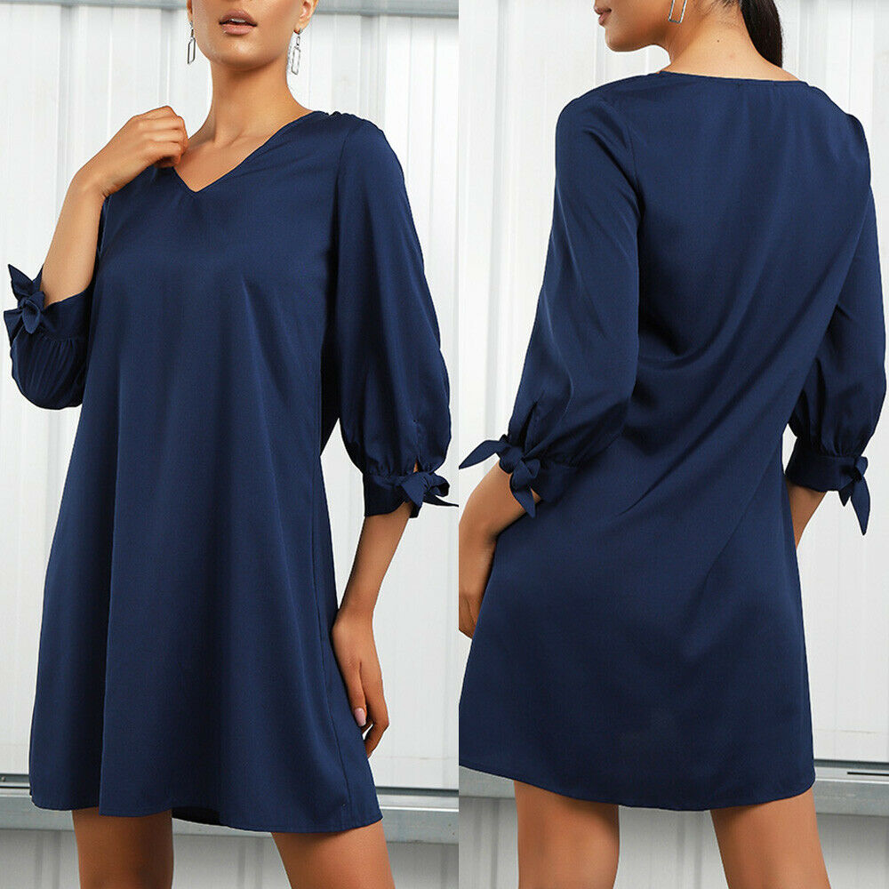 Women's Solid Long Sleeve Shirt Dress