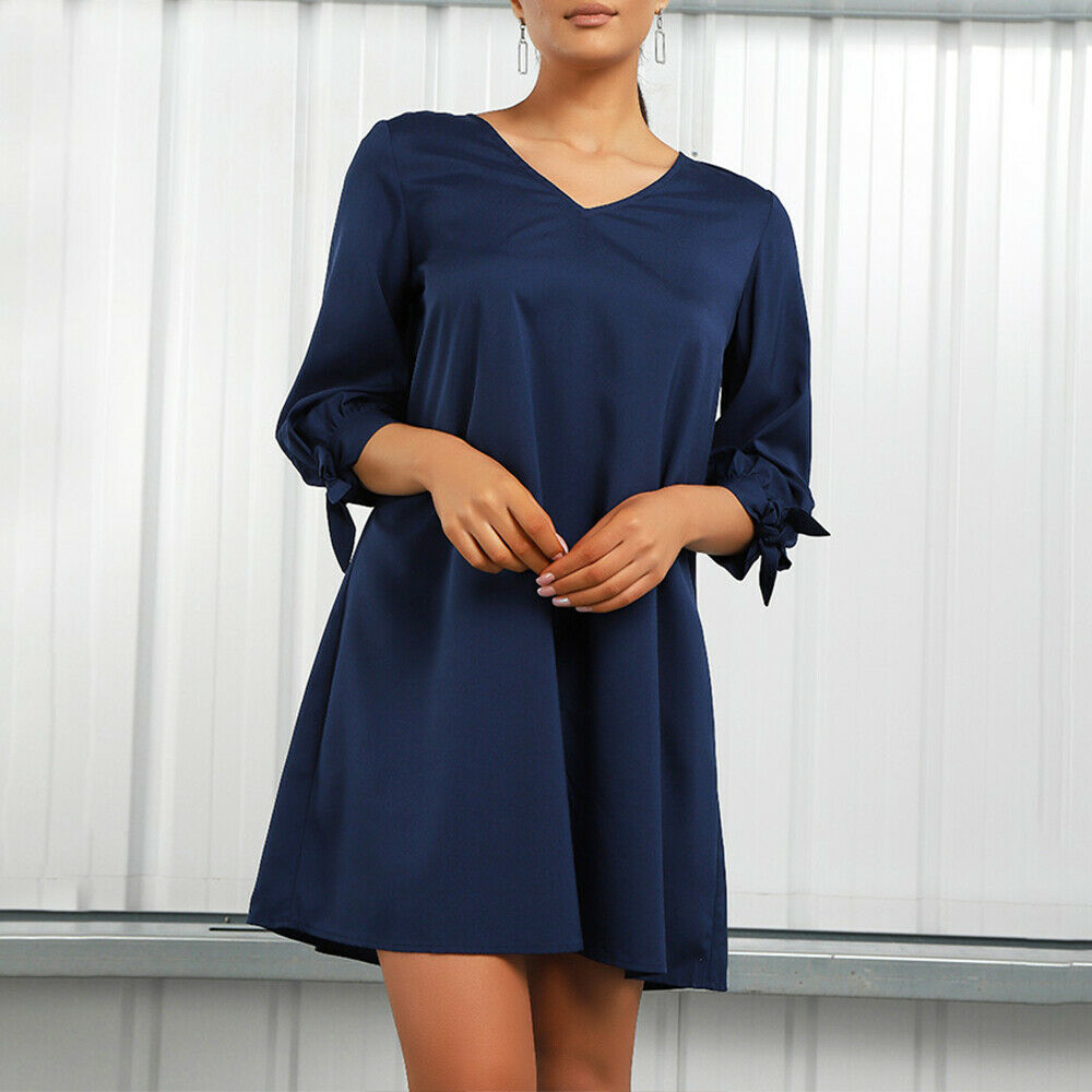 Women's Solid Long Sleeve Shirt Dress