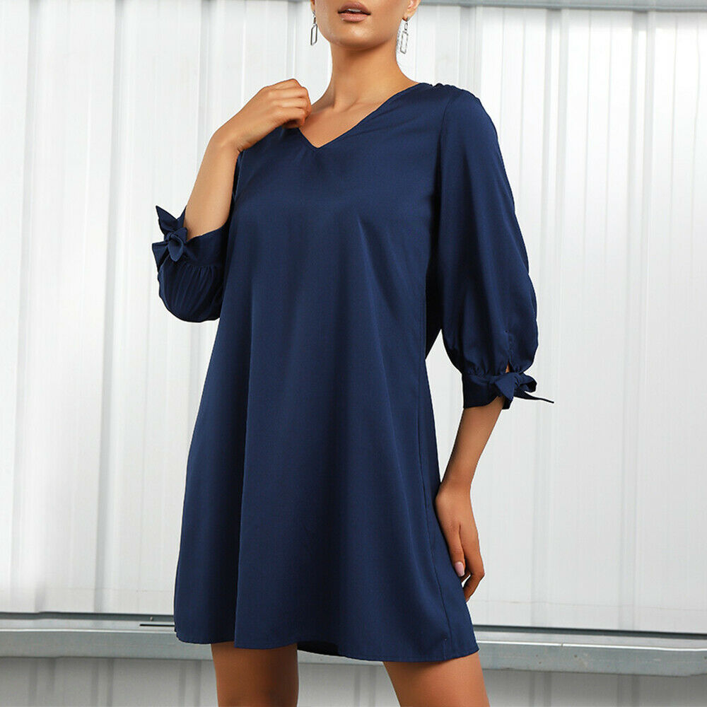 Women's Solid Long Sleeve Shirt Dress