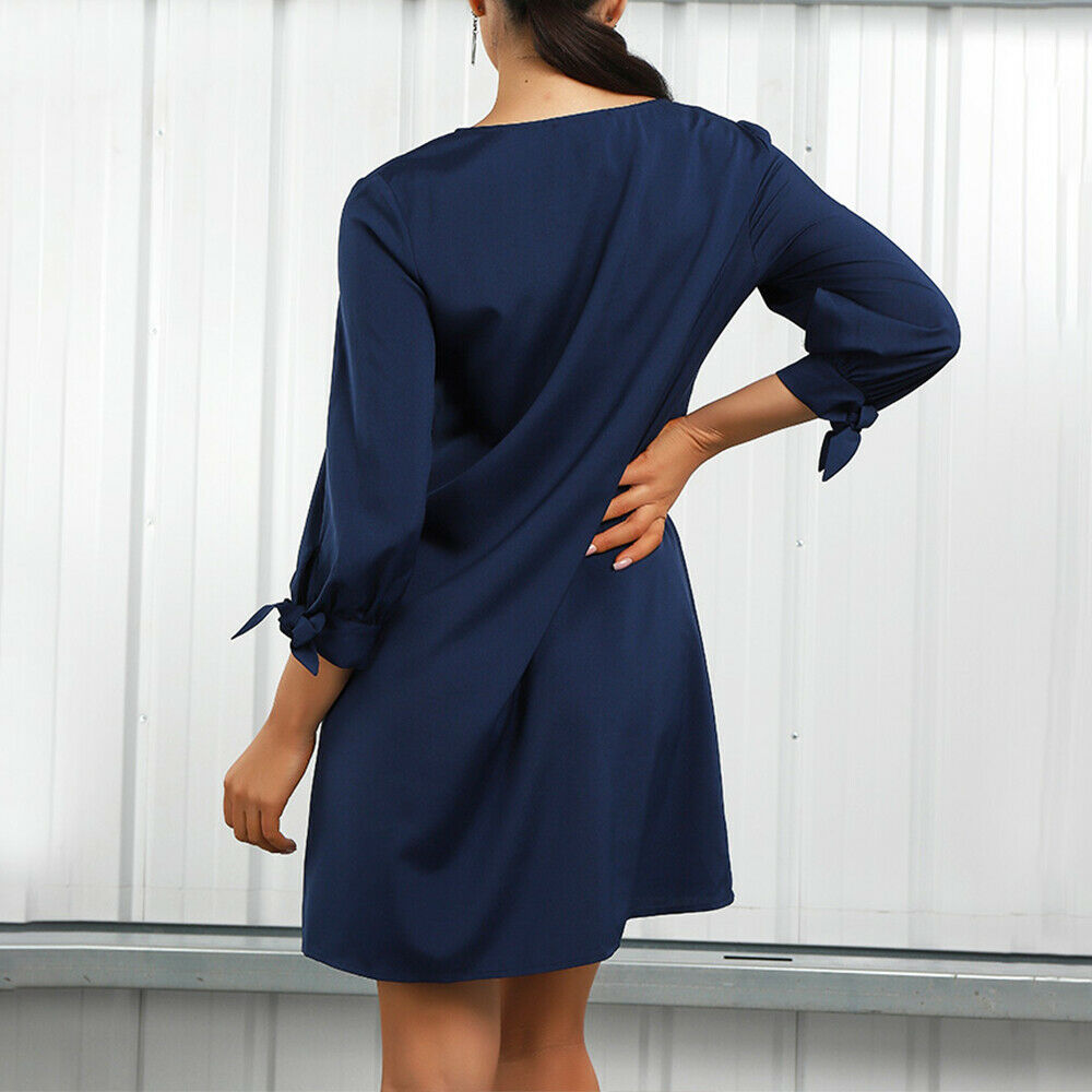 Women's Solid Long Sleeve Shirt Dress