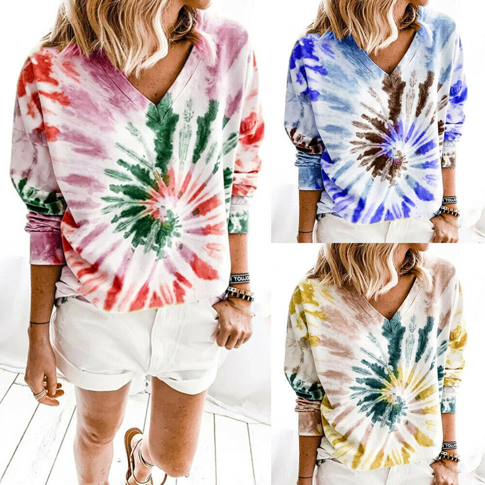 Casual V Neck Long Sleeve Tops Pullover