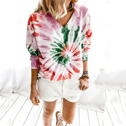 Casual V Neck Long Sleeve Tops Pullover