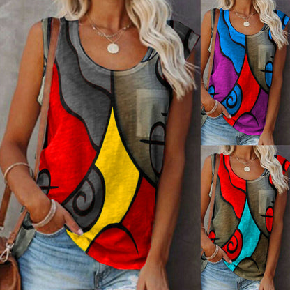 Women's Printed Sleeveless Vest Tank Tops